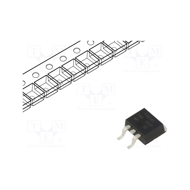 1 pcs x INFINEON TECHNOLOGIES - IRF3808STRLPBF - Transistor: N-MOSFET, unipolar, 75V, 75A, Idm: 550A, 200W, D2PAK