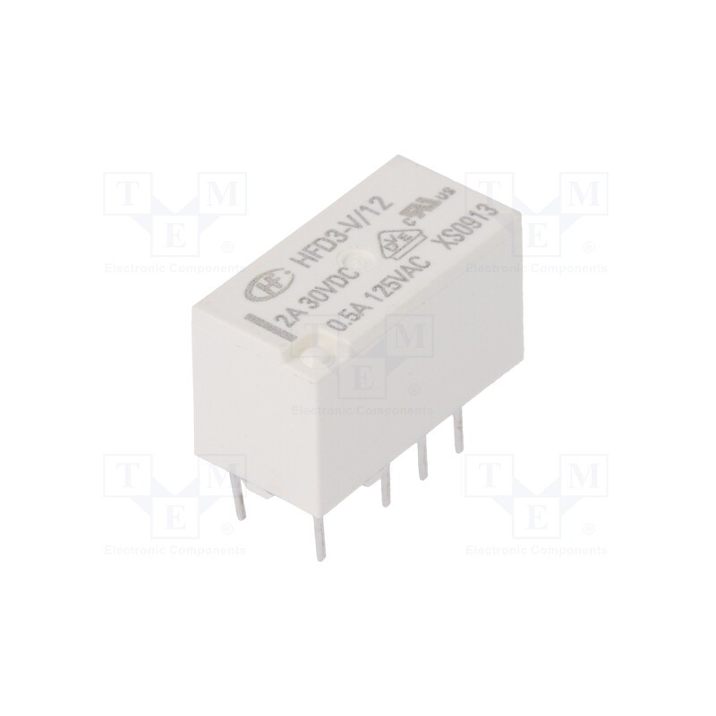 1 pcs x HONGFA RELAY - HFD3-V/12 - Relay: electromagnetic, DPDT, Ucoil: 12VDC, 2A, 0.5A/125VAC, PCB