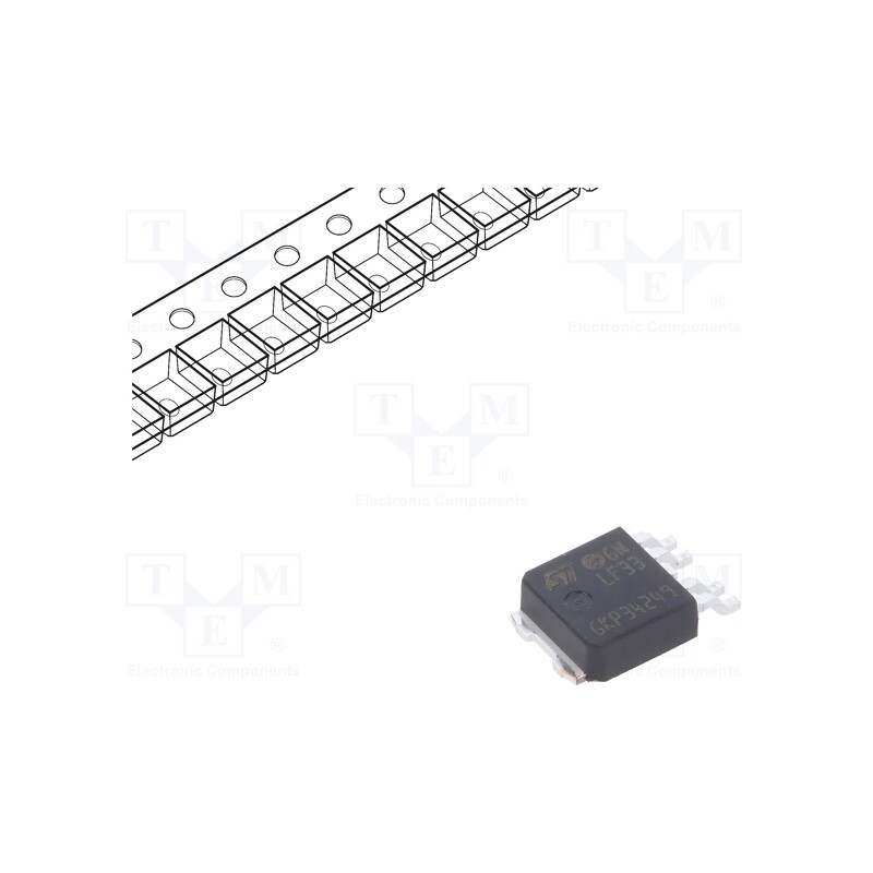 1 pcs x STMicroelectronics - LF33CPT-TR - IC: voltage regulator, LDO,linear,fixed, 3.3V, 0.5A, PPAK, SMD
