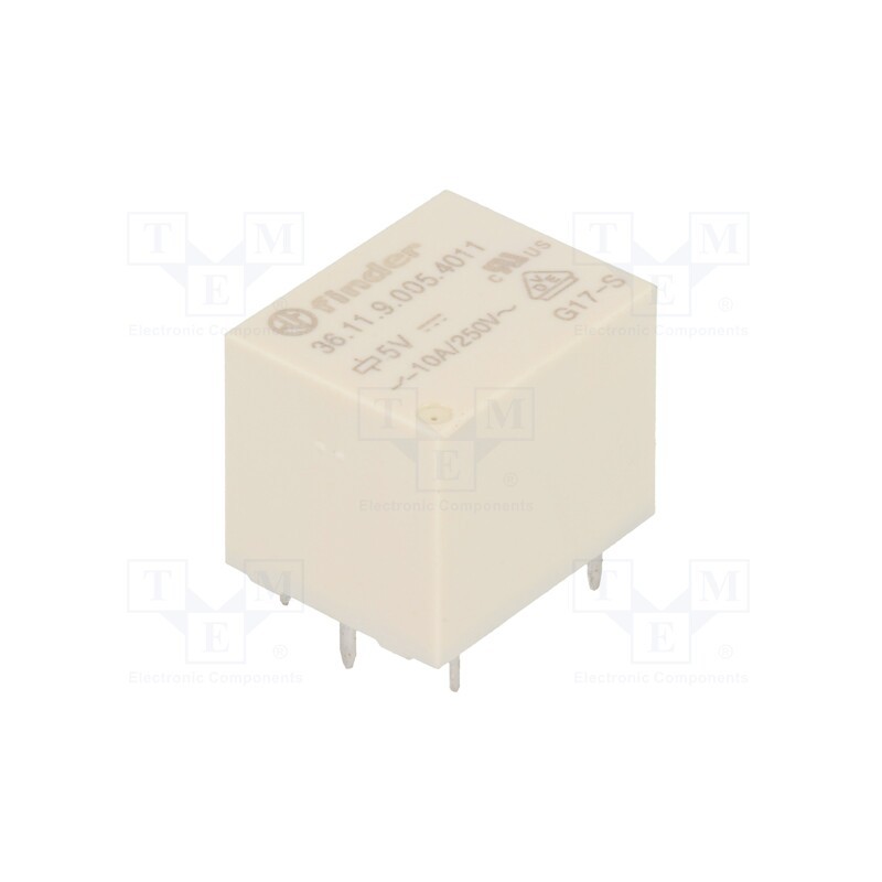 1 pcs x FINDER - 36.11.9.005.4011 - Relay: electromagnetic, SPDT, Ucoil: 5VDC, 15A, 10A/250VAC, PCB, 70Ω