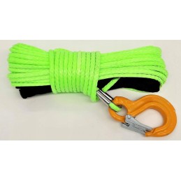 Synthetic rope with hook 15m 5mm lime