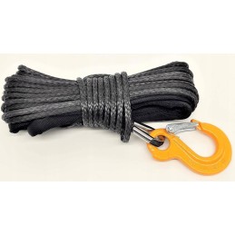 Synthetic rope with a hook for a quad, 15 meters, 5 mm, black