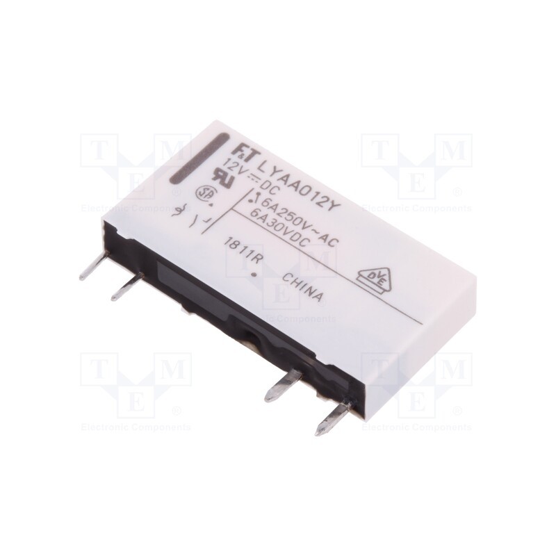 1 pcs x FUJITSU - FTR-LYAA012Y - Relay: electromagnetic, SPST-NO, Ucoil: 12VDC, 6A, 6A/250VAC, PCB