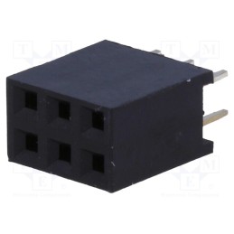 10 pcs x CONNFLY - DS1023-2*3S21 - Socket, pin strips, female, PIN: 6, straight, 2.54mm, THT, 2x3, 3A