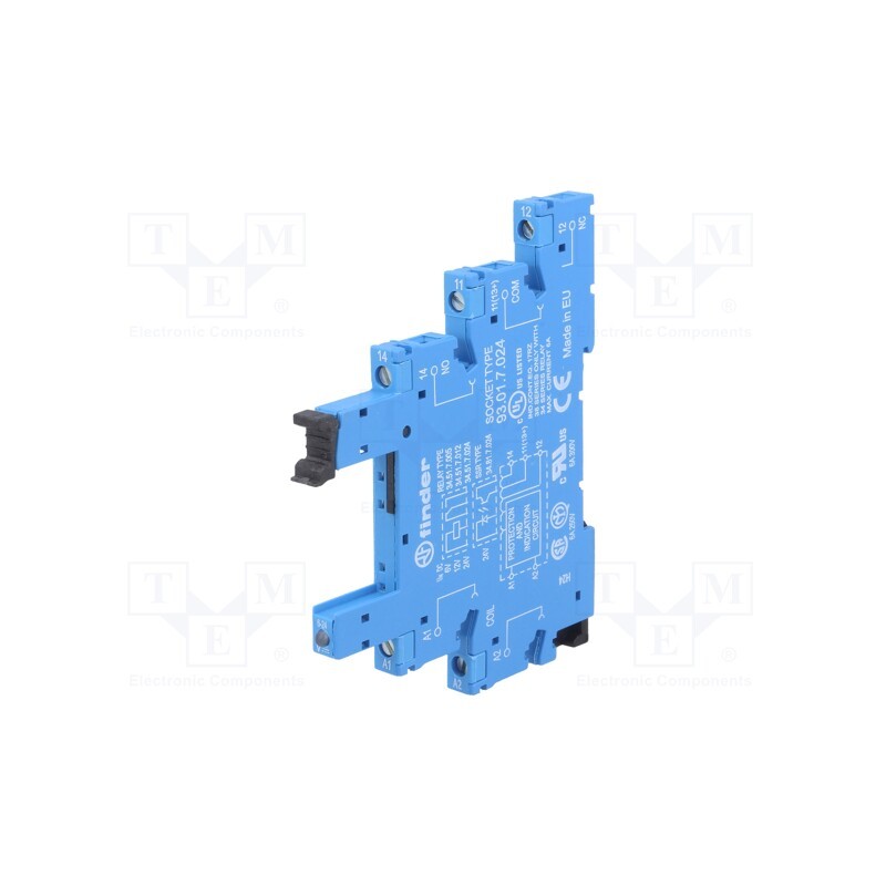 1 pcs x FINDER - 93.01.7.024 - Socket, PIN: 5, 6A, 250VAC, for DIN rail mounting, screw terminals
