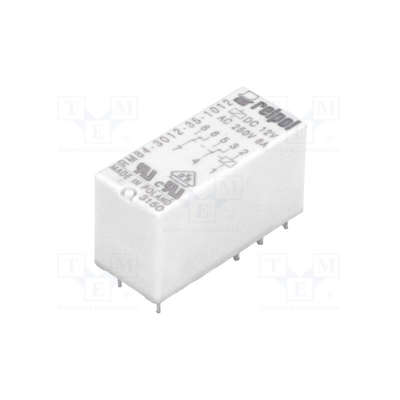 1 pcs x RELPOL - RM84-3012-35-1012 - Relay: electromagnetic, DPDT, Ucoil: 12VDC, 8A, 8A/250VAC, 8A/24VDC