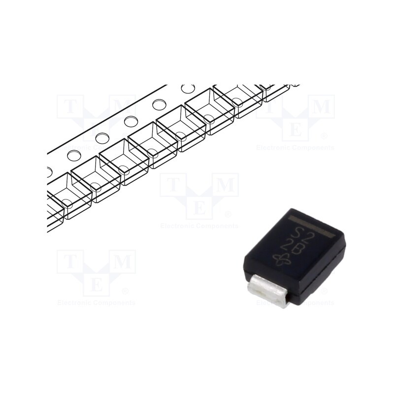 5 pcs x VISHAY - SS22-E3/52T - Diode: Schottky rectifying, SMD, 20V, 2A, SMB,