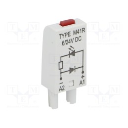 1 pcs x RELPOL - M41R - Module protecting, socket, Indication: LED, Colour: red