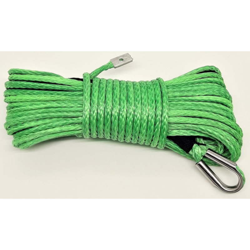 Synthetic rope for a winch, 15 meters, 5 mm, green