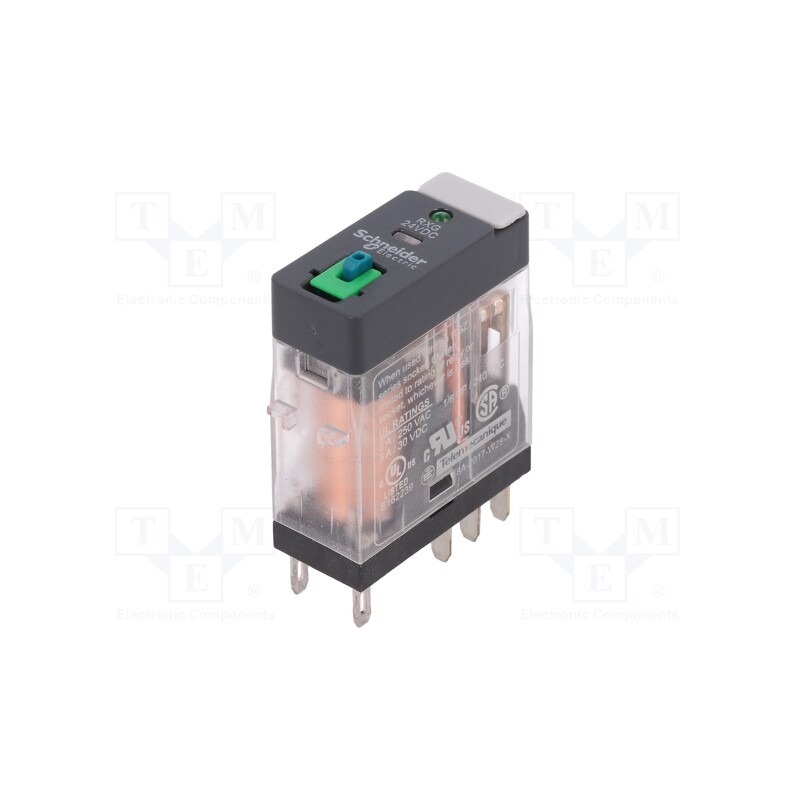 1 pcs x SCHNEIDER ELECTRIC - RXG22BD - Relay: electromagnetic, DPDT, Ucoil: 24VDC, 5A, 5A/250VAC, 5A/30VDC