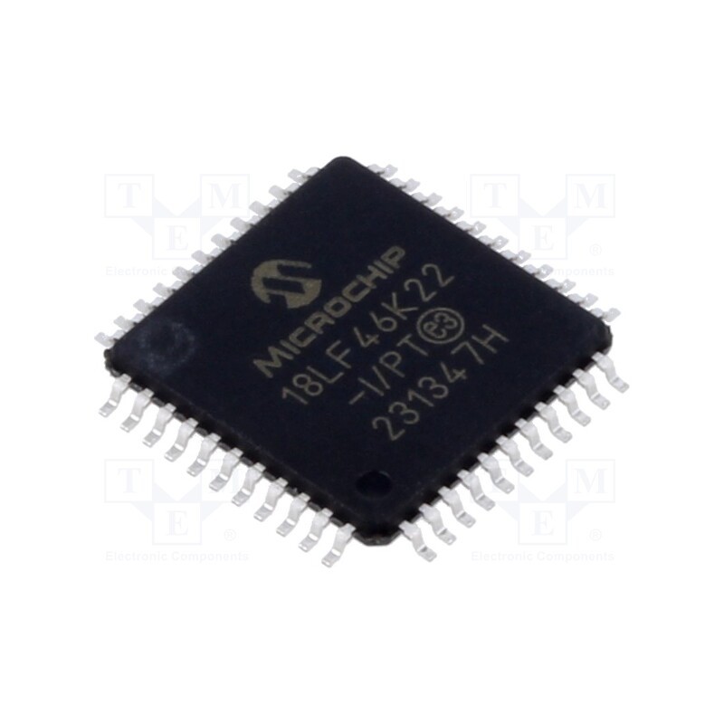 1 pcs x MICROCHIP TECHNOLOGY - PIC18LF46K22-I/PT - IC: PIC microcontroller, 64MHz, 1.8÷3.6VDC, SMD, TQFP44, PIC18