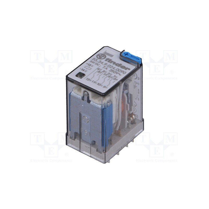 1 pcs x FINDER - 55.34.9.024.0090 - Relay: electromagnetic, 4PDT, Ucoil: 24VDC, Icontacts max: 15A