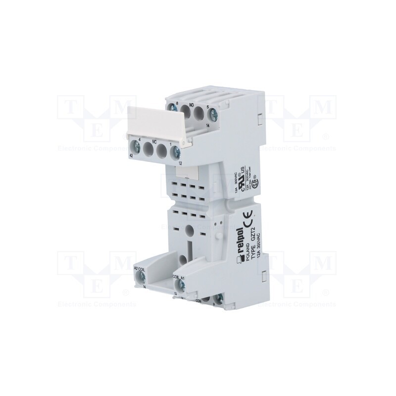 1 pcs x RELPOL - GZT2 - Socket, PIN: 8, 12A, 300VAC, on panel,for DIN rail mounting