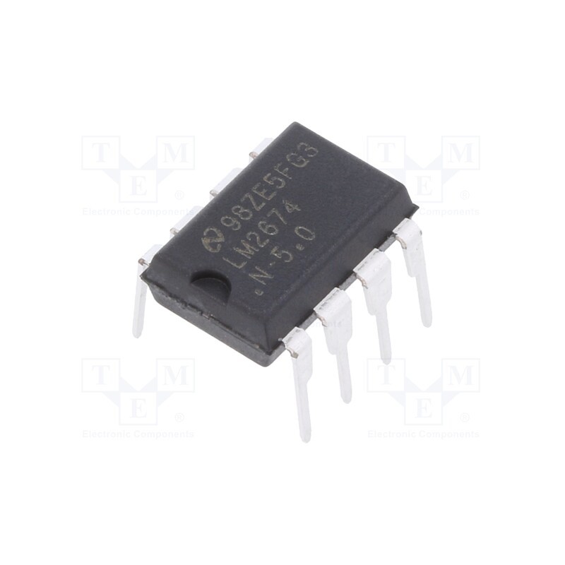 1 pcs x TEXAS INSTRUMENTS - LM2674N-5.0/NOPB - IC: PMIC, DC/DC converter, Uin: 6.5÷40VDC, Uout: 5VDC, 0.5A, DIP8