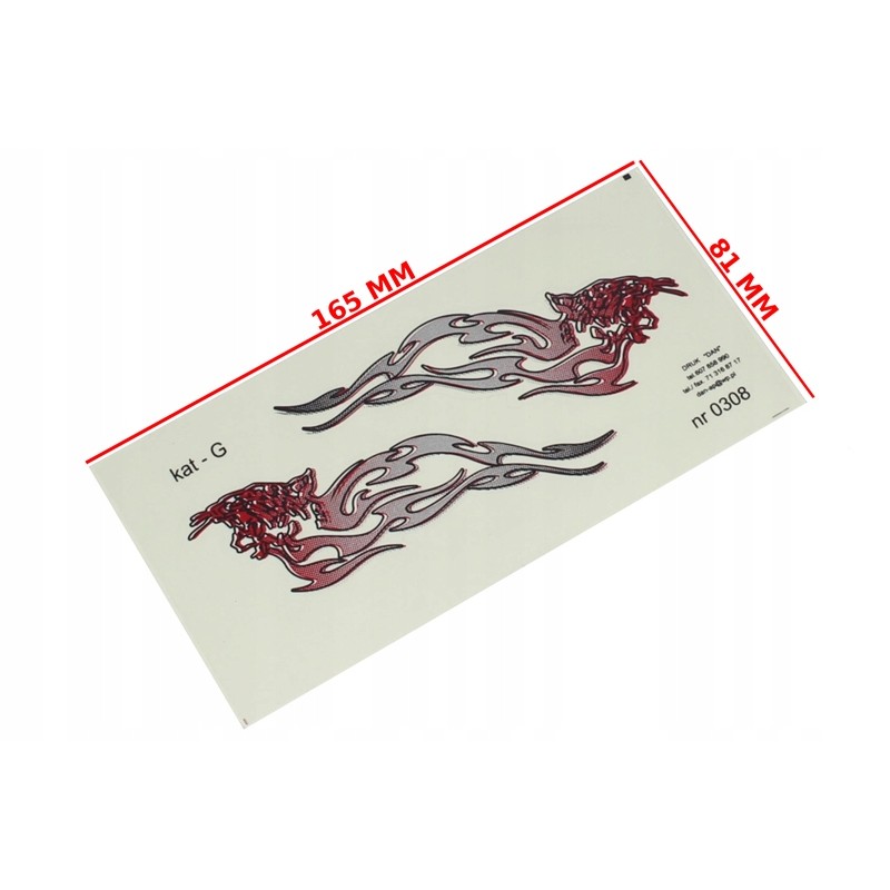 Red and silver flame sticker, category g