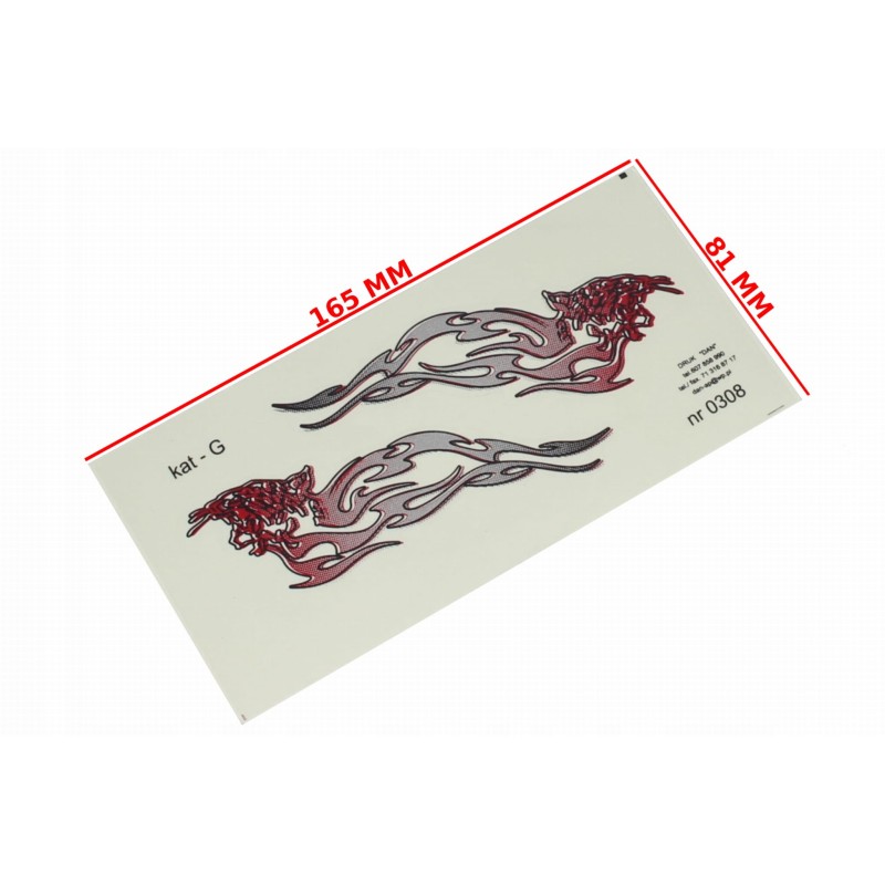 Red silver flame sticker category