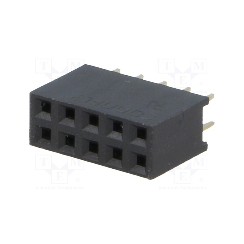 10 pcs x CONNFLY - DS1023-2*5S21 - Socket, pin strips, female, PIN: 10, straight, 2.54mm, THT, 2x5, 3A