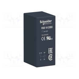 1 pcs x SCHNEIDER ELECTRIC - RSB1A120BD - Relay: electromagnetic, SPDT, Ucoil: 24VDC, 12A, 12A/250VAC, socket