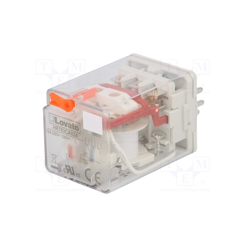 1 pcs x LOVATO ELECTRIC - HR703CA024 - Relay: electromagnetic, 3PDT, Ucoil: 24VAC, Icontacts max: 10A