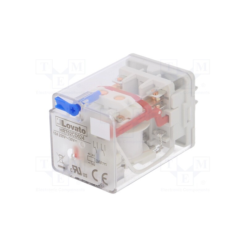 1 pcs x LOVATO ELECTRIC - HR702CD024 - Relay: electromagnetic, DPDT, Ucoil: 24VDC, Icontacts max: 10A