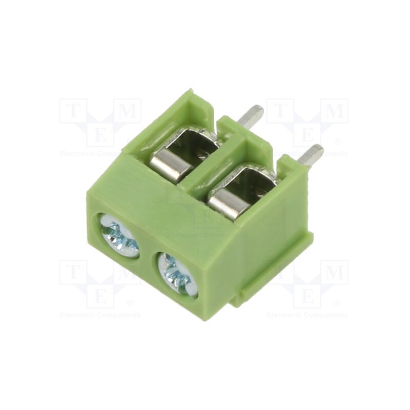 10 pcs x XINYA - XY126V-2P 5.0MM GREEN - PCB terminal block, angled 90°, 5mm, ways: 2, on PCBs, 2.5mm2, 10A