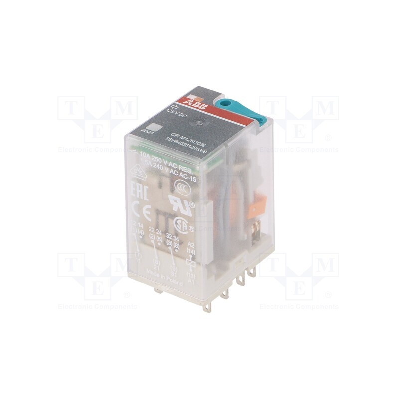 1 pcs x ABB - 1SVR405612R8300 - Relay: electromagnetic, 3PDT, Ucoil: 125VDC, Icontacts max: 10A