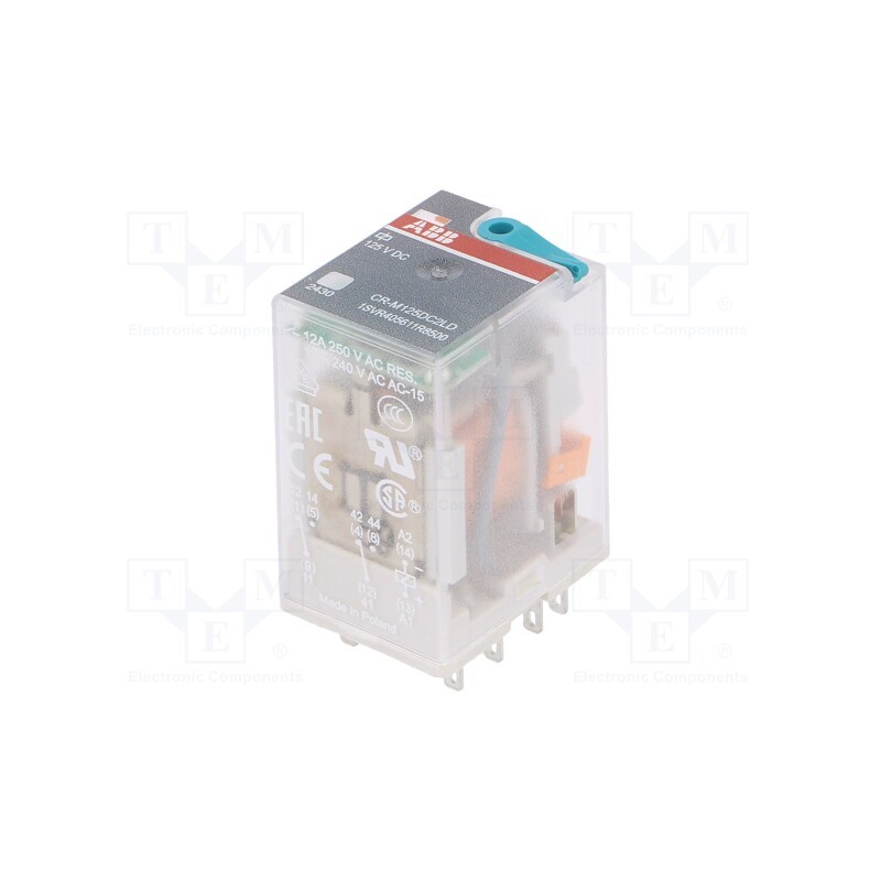 1 pcs x ABB - 1SVR405611R8500 - Relay: electromagnetic, DPDT, Ucoil: 125VDC, Icontacts max: 12A