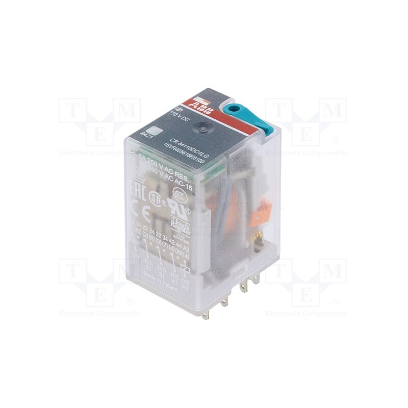 1 pcs x ABB - 1SVR405618R8100 - Relay: electromagnetic, 4PDT, Ucoil: 110VDC, Icontacts max: 6A