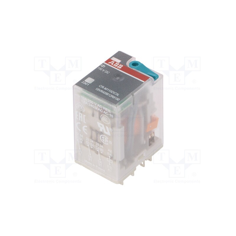 1 pcs x ABB - 1SVR405612R8100 - Relay: electromagnetic, 3PDT, Ucoil: 110VDC, Icontacts max: 10A