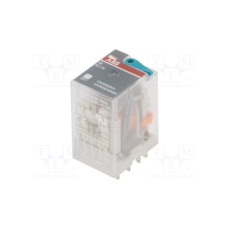 1 pcs x ABB - 1SVR405613R4200 - Relay: electromagnetic, 4PDT, Ucoil: 60VDC, Icontacts max: 6A