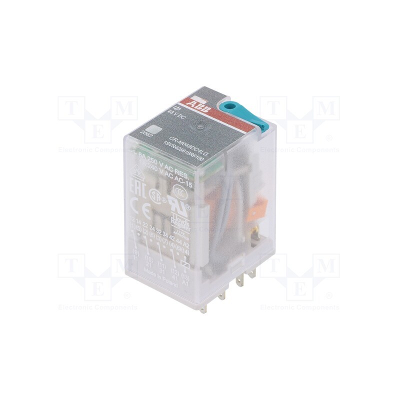 1 pcs x ABB - 1SVR405618R6100 - Relay: electromagnetic, 4PDT, Ucoil: 48VDC, Icontacts max: 6A