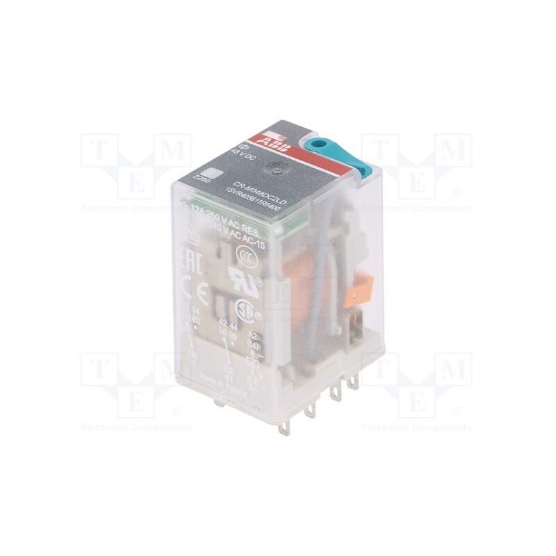 1 pcs x ABB - 1SVR405611R6400 - Relay: electromagnetic, DPDT, Ucoil: 48VDC, Icontacts max: 12A