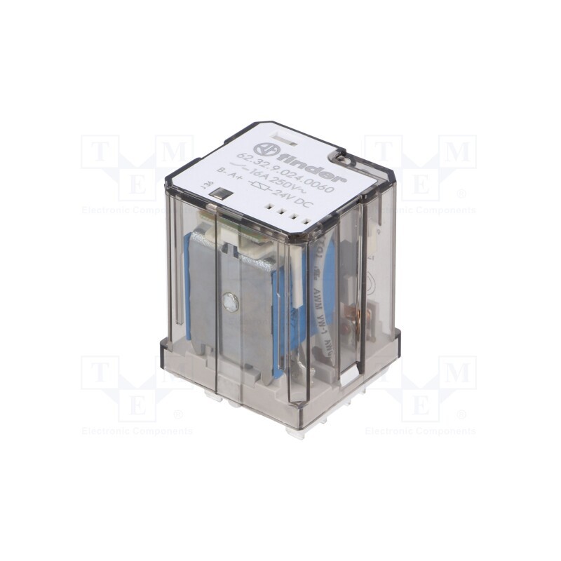 1 pcs x FINDER - 62.32.9.024.0060 - Relay: electromagnetic, DPDT, Ucoil: 24VDC, Icontacts max: 30A