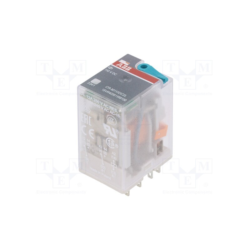 1 pcs x ABB - 1SVR405611R8100 - Relay: electromagnetic, DPDT, Ucoil: 110VDC, Icontacts max: 12A
