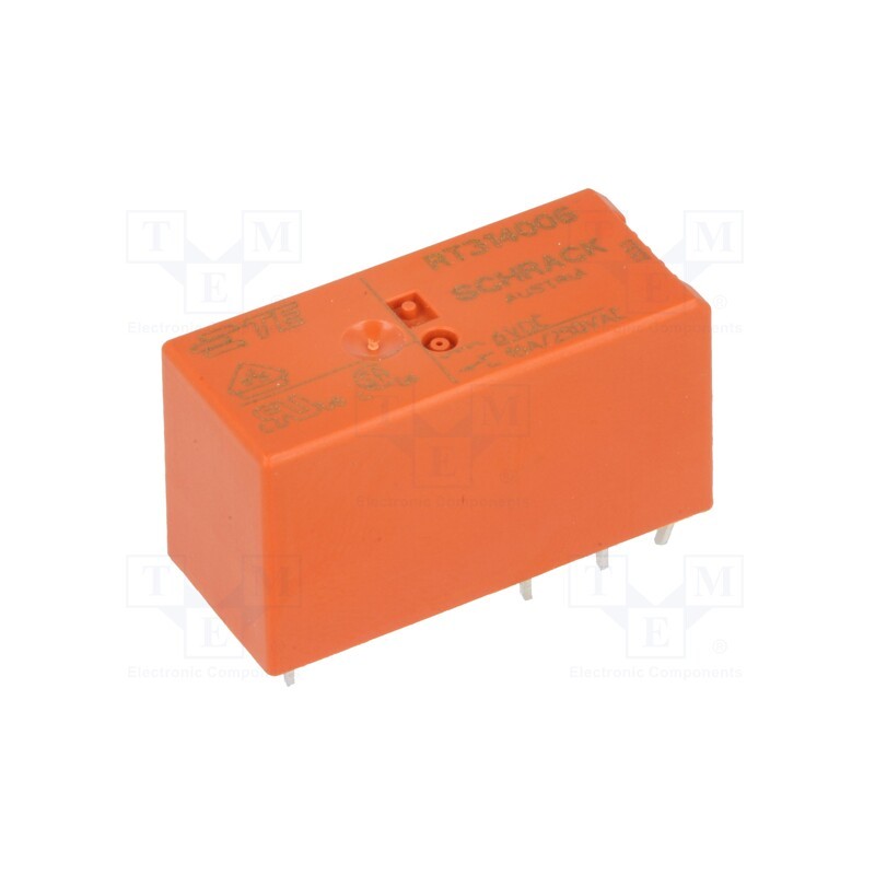 1 pcs x TE Connectivity - 9-1393239-3 - Relay: electromagnetic, SPDT, Ucoil: 6VDC, Icontacts max: 16A, THT