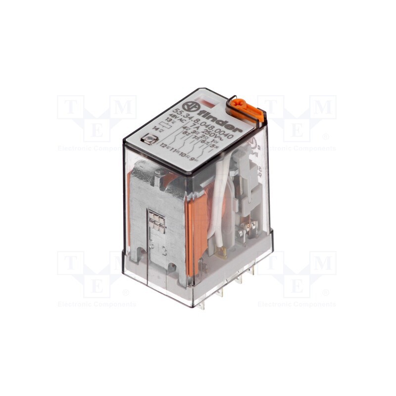 1 pcs x FINDER - 55.34.8.048.0040 - Relay: electromagnetic, 4PDT, Ucoil: 48VAC, Icontacts max: 15A