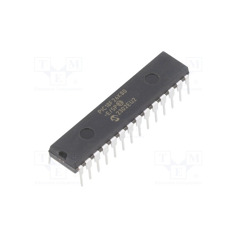 1 pcs x MICROCHIP TECHNOLOGY - PIC18F26K80-E/SP - IC: PIC microcontroller, 64MHz, 1.8÷5VDC, THT, DIP28, PIC18,