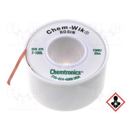1 rol x CHEMTRONICS - - - Tape: desoldering, halide-free,rosin,ROL0, W: 1.9mm, L: 1.5m