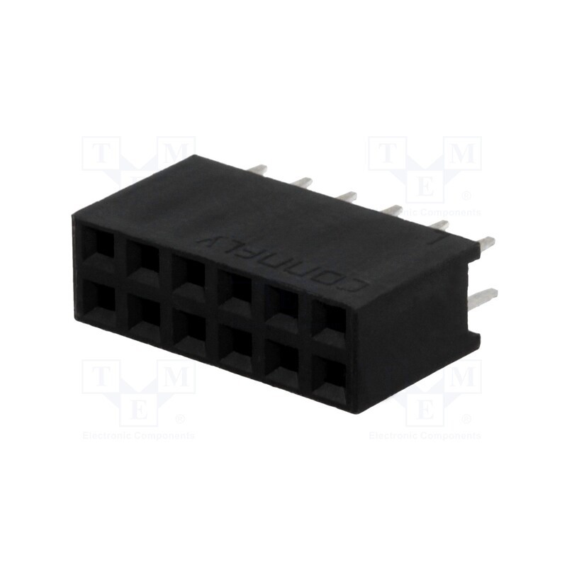 10 pcs x CONNFLY - DS1023-2*6S21 - Socket, pin strips, female, PIN: 12, straight, 2.54mm, THT, 2x6, 3A