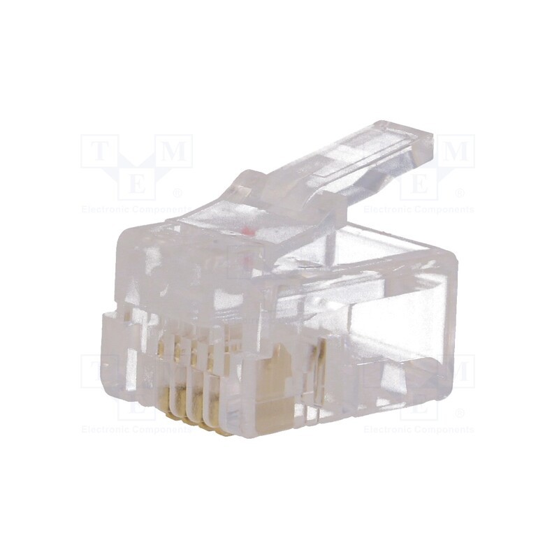 10 pcs x NINIGI - RJ11W - Plug, RJ11, PIN: 4, Layout: 6p4c, for cable, IDC,crimped