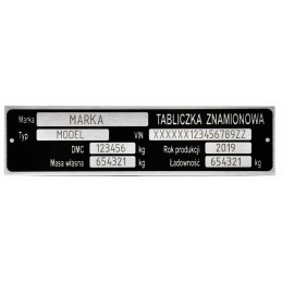 Nameplate 148x38mm, marking included in the price