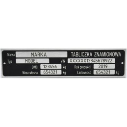 Nameplate 148x38mm, marking included in the price