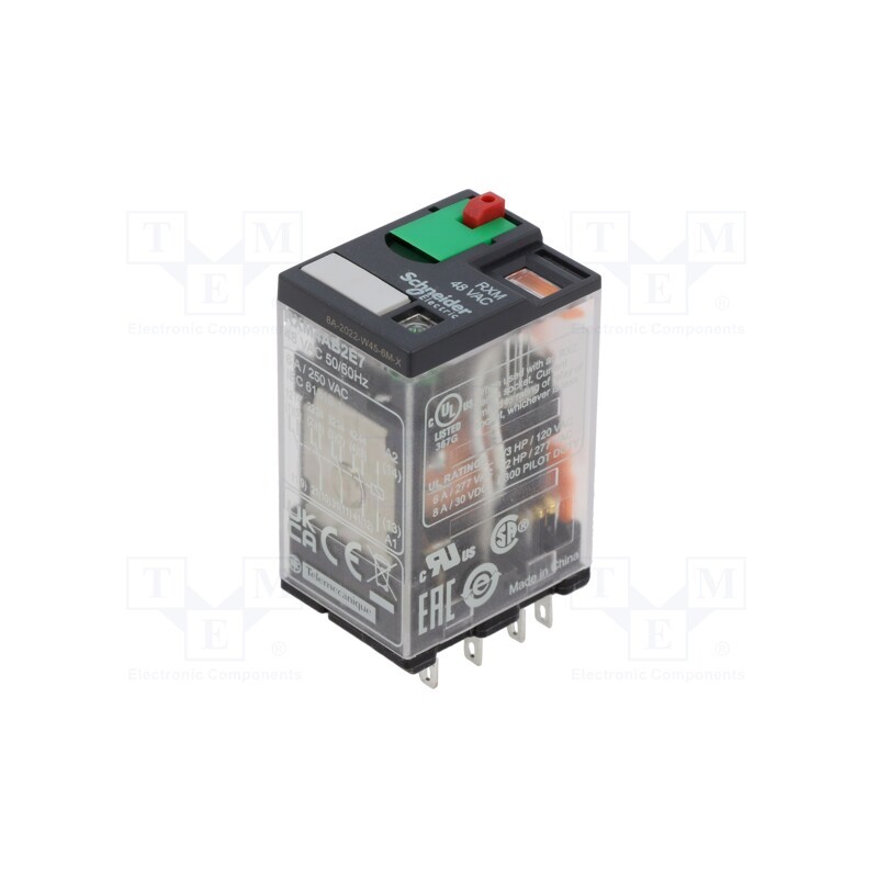 1 pcs x SCHNEIDER ELECTRIC - RXM4AB2E7 - Relay: electromagnetic, 4PDT, Icontacts max: 6A, 6A/250VAC, socket