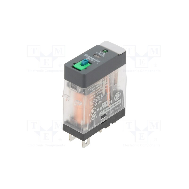 1 pcs x SCHNEIDER ELECTRIC - RXG12FD - Relay: electromagnetic, SPDT, Ucoil: 110VDC, 10A, 10A/250VAC, 100mΩ