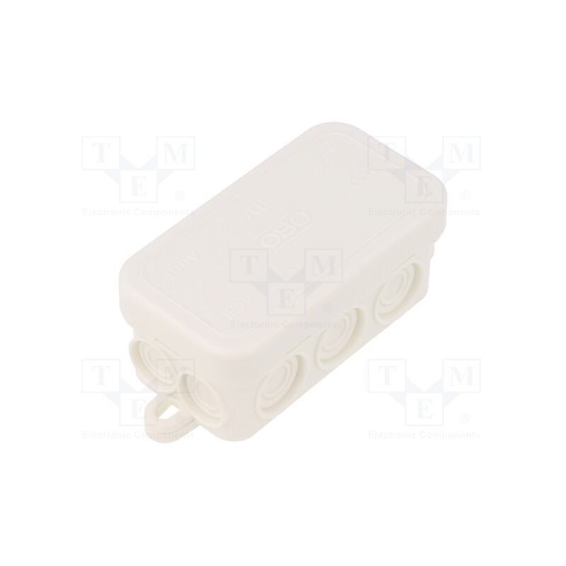 1 pcs x OBO BETTERMANN - A 6 HF RW - Enclosure: junction box, X: 43mm, Y: 80mm, Z: 36mm, polyetylene, IP55