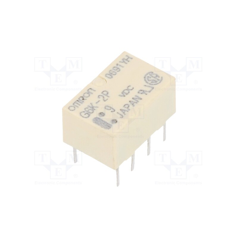1 pcs x OMRON OCB - G6K-2P 9DC - Relay: electromagnetic, DPDT, Ucoil: 9VDC, 1A, 0.3A/125VAC, PCB