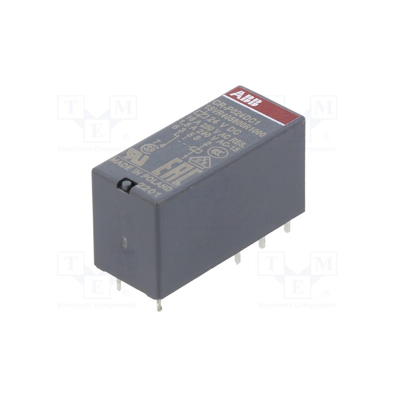 1 pcs x ABB - 1SVR405600R1000 - Relay: electromagnetic, SPDT, Ucoil: 24VDC, 16A, max.250VAC, PCB