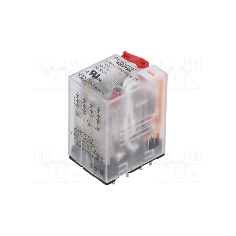 1 pcs x AMPHENOL ANYTEK - AM4C10PCM4LA22000G - Relay: electromagnetic industrial, 4PDT, 220VAC, 10A/240VAC, PCB