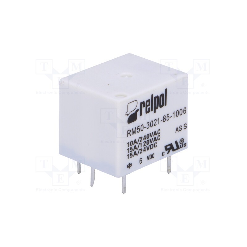 1 pcs x RELPOL - RM50-3021-85-1006 - Relay: electromagnetic, SPST-NO, Ucoil: 6VDC, 10A, max.277VAC, PCB