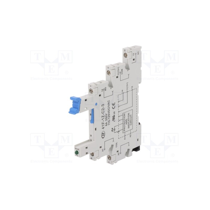 1 pcs x HONGFA RELAY - 41F-1Z-C2-3 - Socket, PIN: 5, 6A, 250VAC, for DIN rail mounting, screw terminals